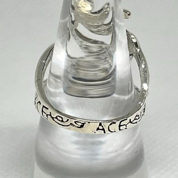 Om Sign Filigree Script Ring for Men or Women sz 8 Silver Finish New Yoga Band - Picture 11 of 11